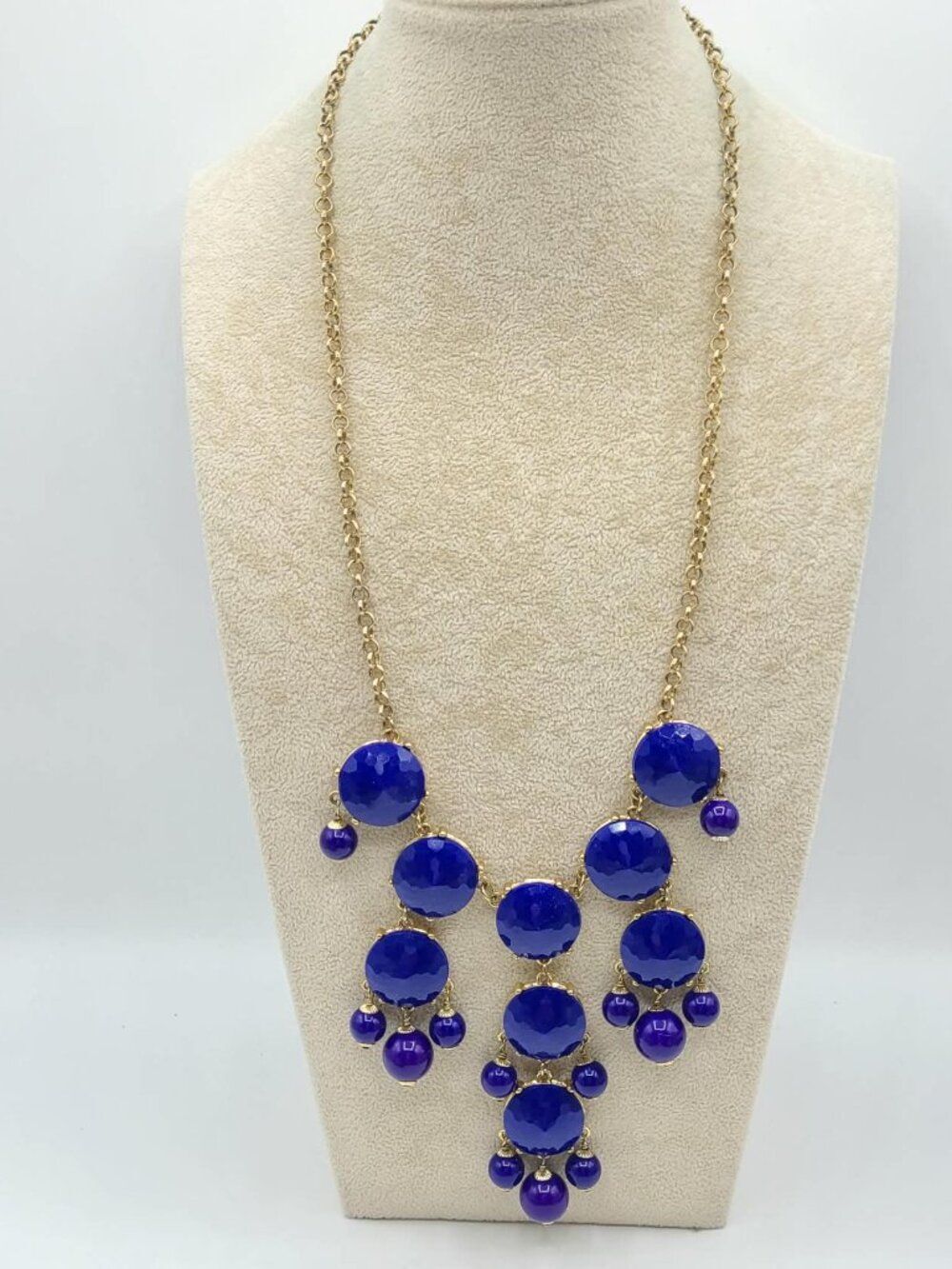 J Crew Blue Enamel Gold Tone Bubble Necklace